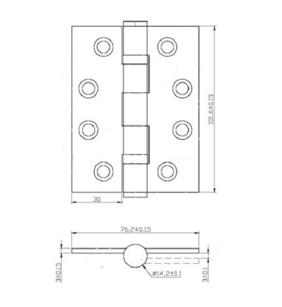 Grade 13 Ball Bearing Butt Hinge - CE / UKCA Marked - Fire Rated - 120kg Max Load Bearing